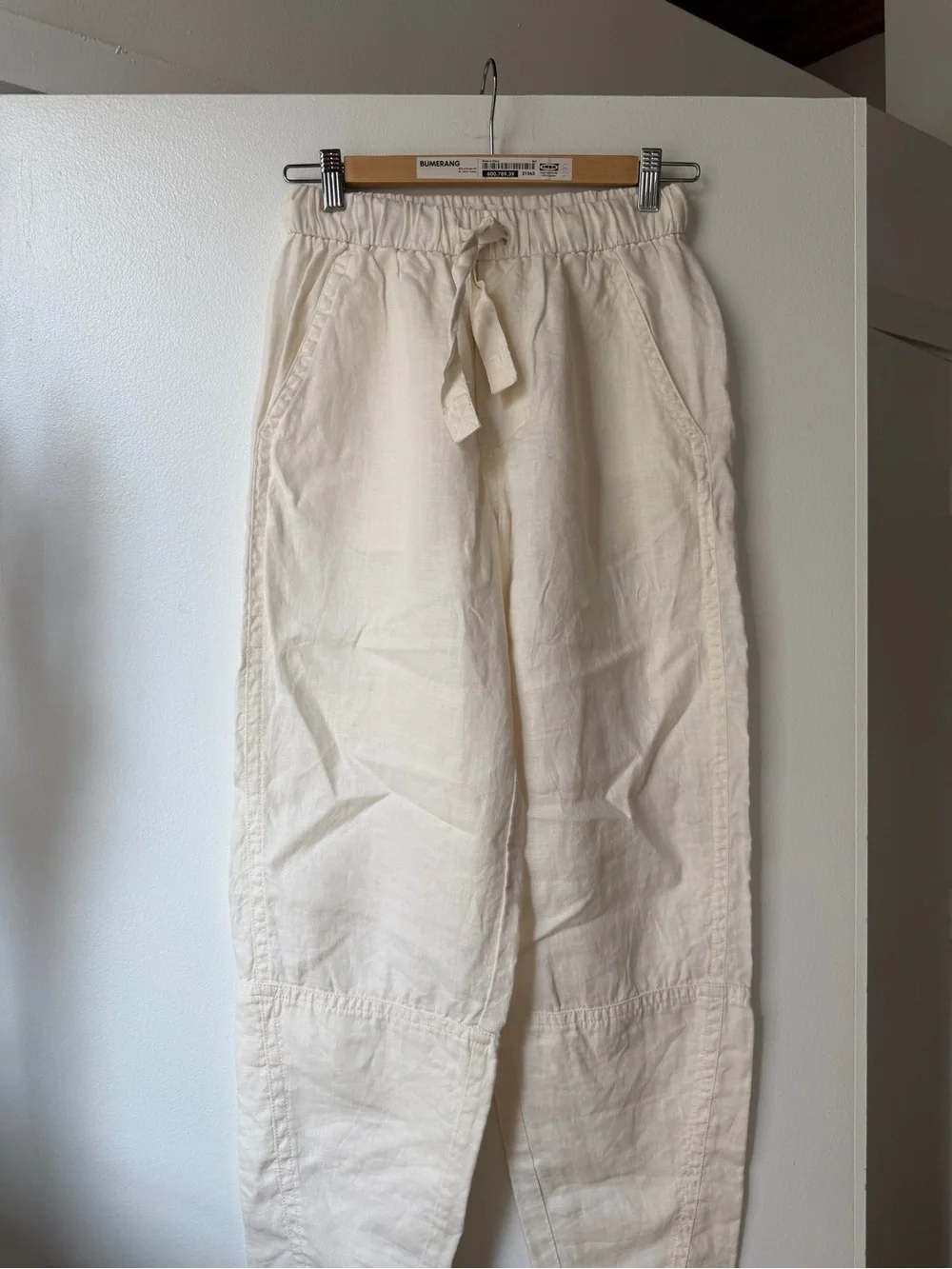 Everlane Cream Drawstring 100 % Linen Pants